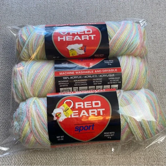 RED HEART•Sport Yarn•bundle of 3 Vintage - Picture 6 of 6